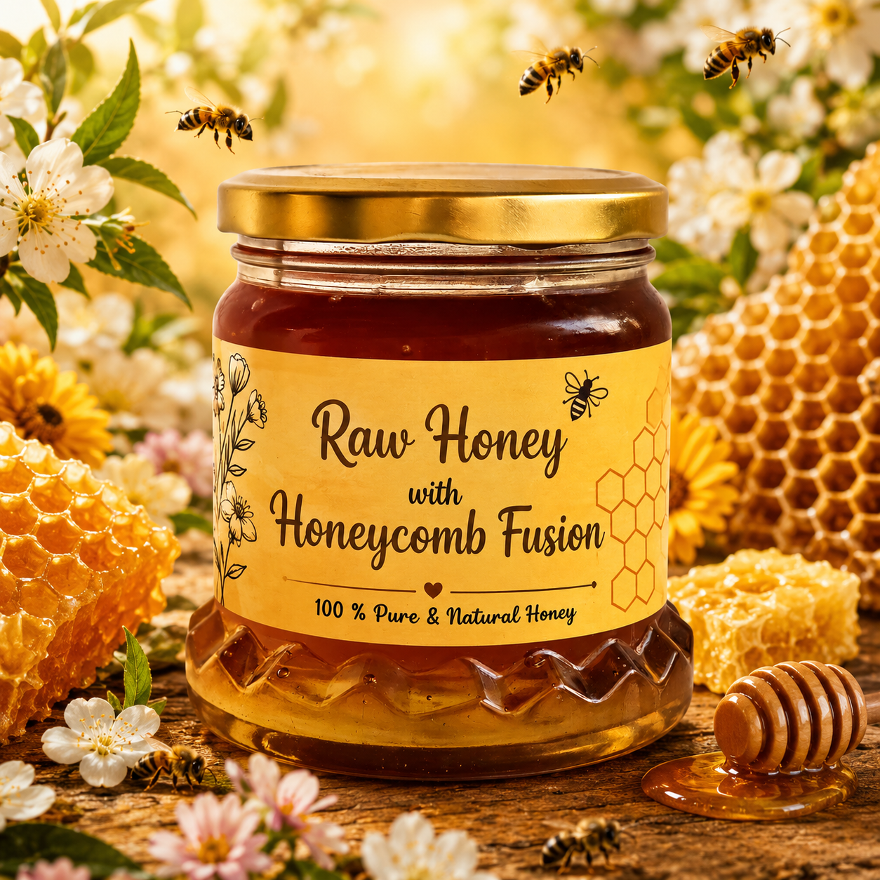 Raw Honey With Honeycomb Fusion